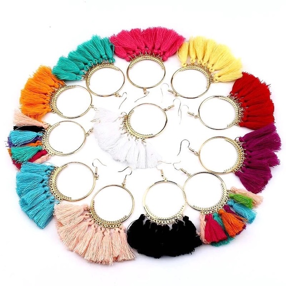 3/$22 Bohemian Tassel Fringe Hook Earrings - Picture 6 of 8